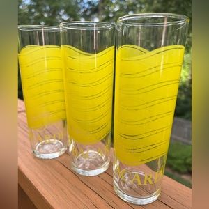 Set of 3 Vtg Barcardi Limon Rum Tall Tumblers